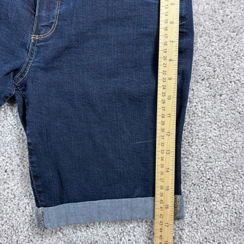 Paige Denim Dark‎ Wash Mid Rise Roll Cuff Bermuda Shorts Womens Size 28 - Picture 8 of 11